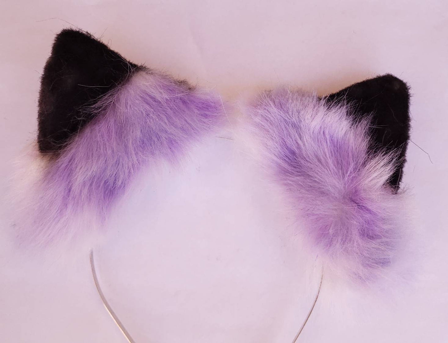 Pet Play Animal Ears, Purple and Black Cosplay, Pet Play Bendable Ears, Faux Fur Animal Ears