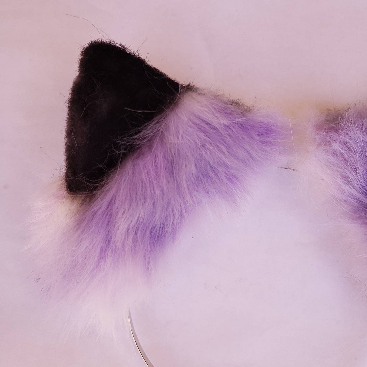 Pet Play Animal Ears, Purple and Black Cosplay, Pet Play Bendable Ears, Faux Fur Animal Ears