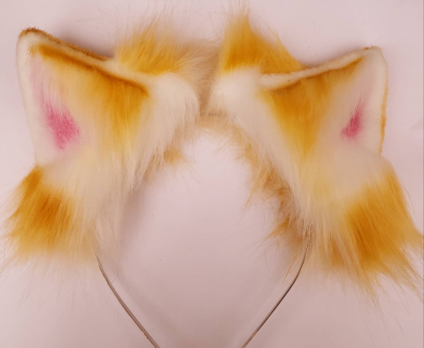 Realistic Animal Ears, Yellow Cosplay, Pet Play Bendable Ears, Faux Fur Animal Ears