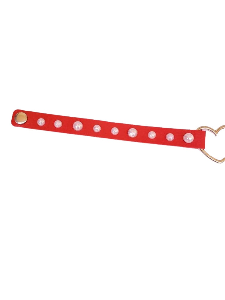 Red Heart Choker, Adjustable Pet Play Heart Collar, Sexy Soft PU Leather DDLG Collar | Vixen's Hidden Desires