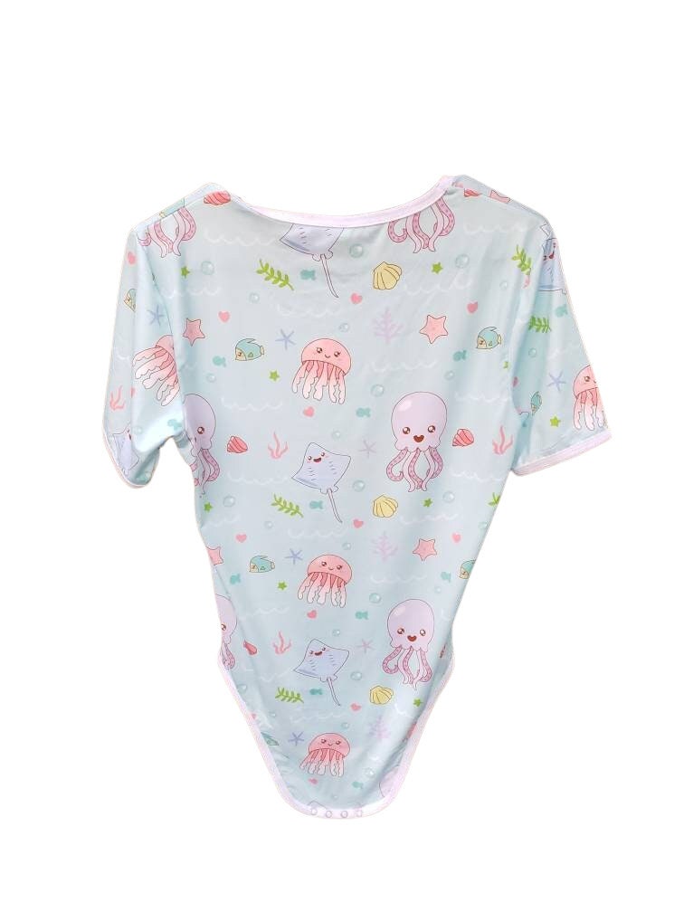 Ocean Creatures Adult Bodysuit - DDLG & ABDL Bath Time Milk Silk Adult One Piece | Ageplay Little Space Clothing Apparel Ideas