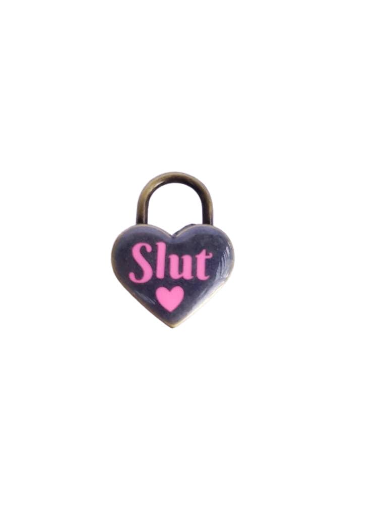 Slut Heart Pad Lock, Aluminum Heart Lock, Collar Closure Lock | Vixen's Hidden Desires