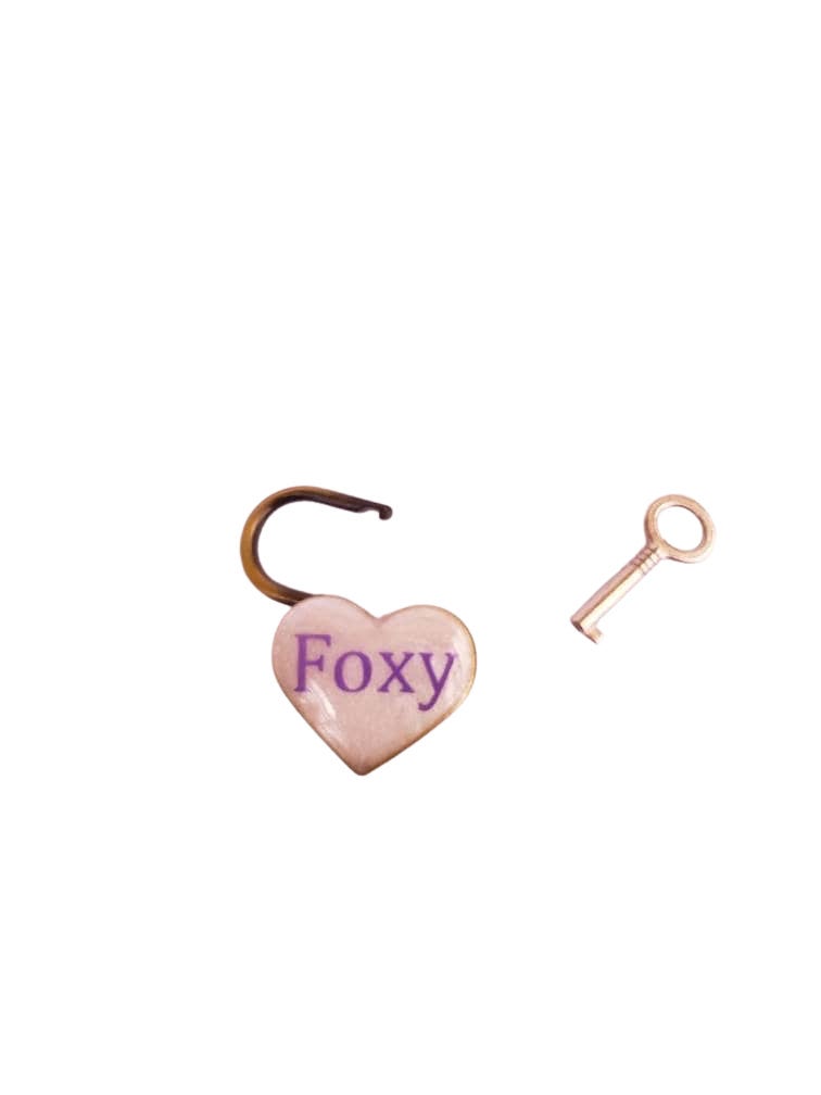 Foxy Heart Pad Lock, Resin Aluminum Heart Lock, Collar Closure Lock | Vixen's Hidden Desires