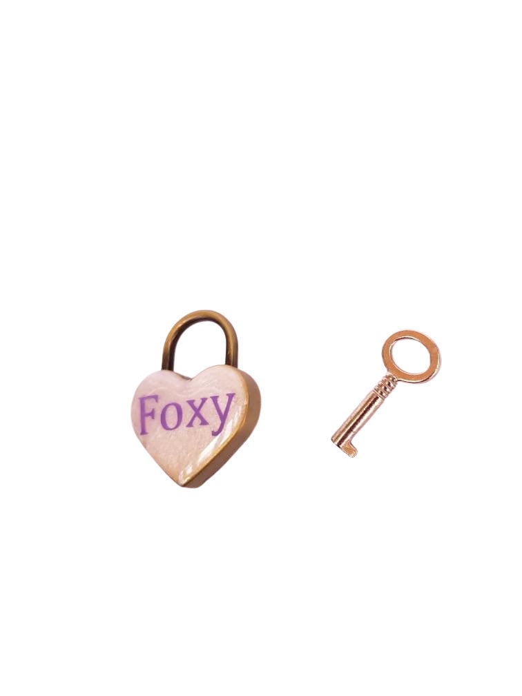 Foxy Heart Pad Lock, Resin Aluminum Heart Lock, Collar Closure Lock | Vixen's Hidden Desires