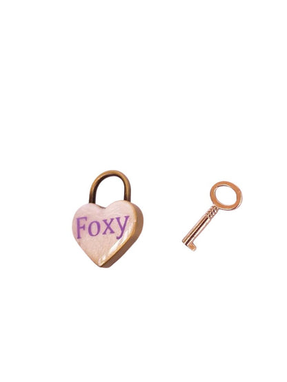 Foxy Heart Pad Lock, Resin Aluminum Heart Lock, Collar Closure Lock | Vixen's Hidden Desires