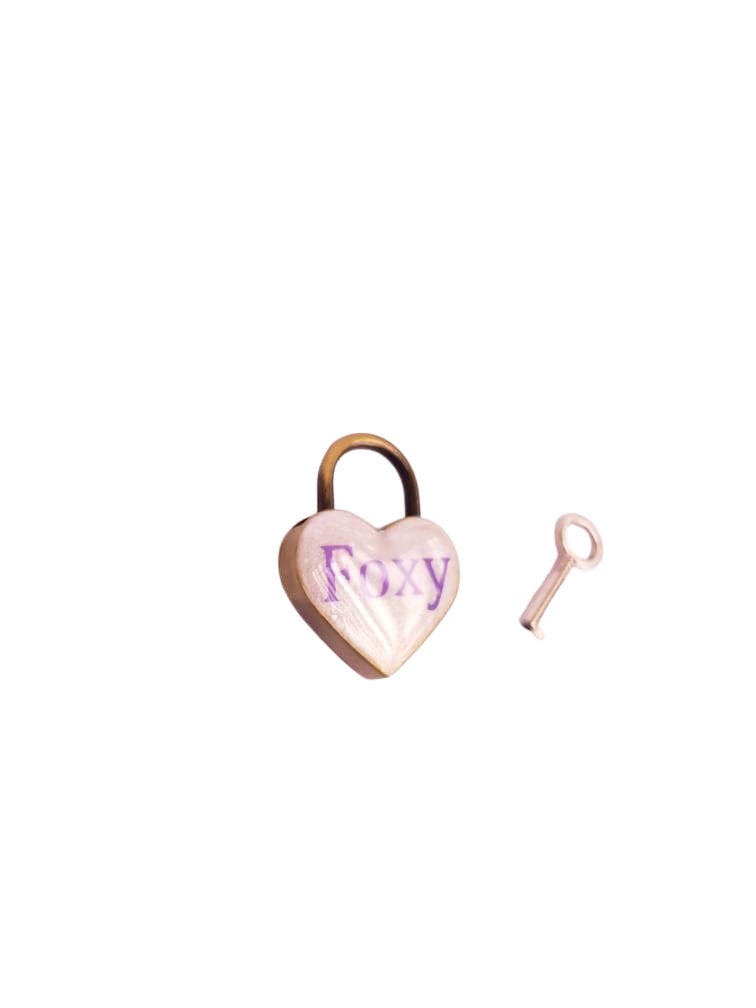 Foxy Heart Pad Lock, Resin Aluminum Heart Lock, Collar Closure Lock | Vixen's Hidden Desires
