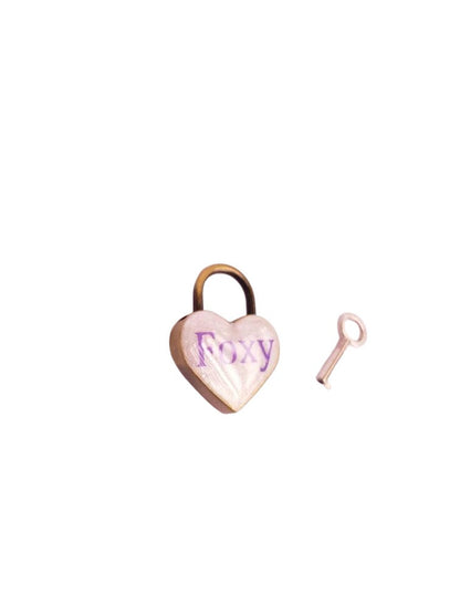 Foxy Heart Pad Lock, Resin Aluminum Heart Lock, Collar Closure Lock | Vixen's Hidden Desires