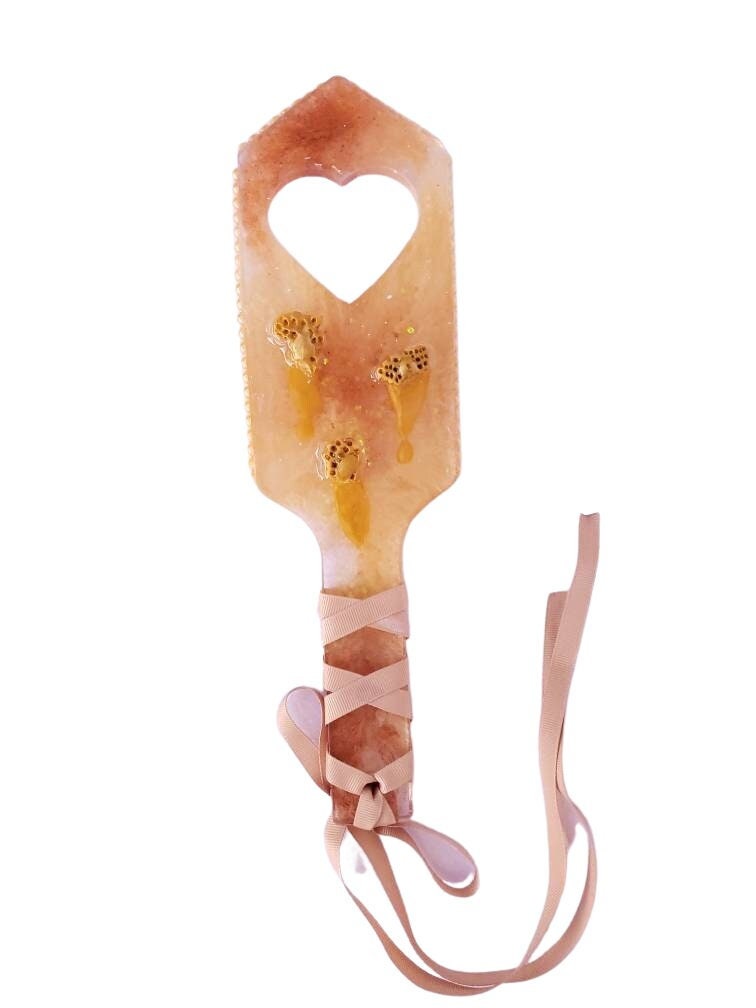 Honey Bee Spanking Paddle - Unique Kawaii BDSM Epoxy Resin Paddle for Spanking & Wall Decor | Adult Dungeon and Playroom Cute Accessories