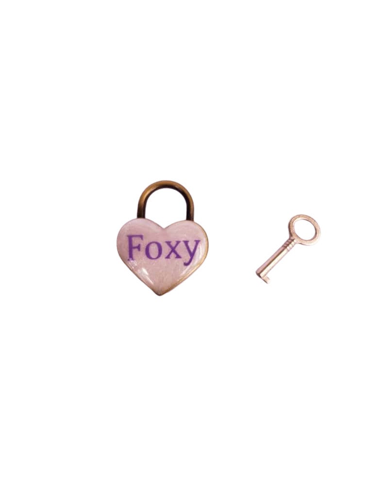 Foxy Heart Pad Lock, Resin Aluminum Heart Lock, Collar Closure Lock | Vixen's Hidden Desires