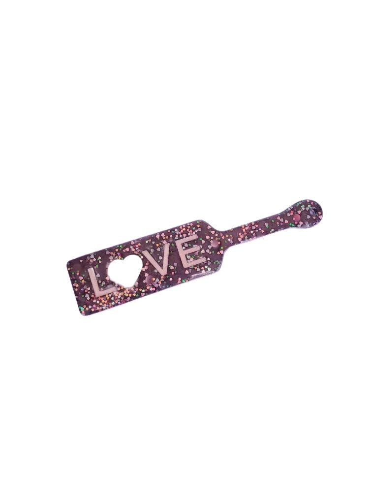 Roses and Love Resin Spanking Paddle, BDSM Epoxy Resin Paddle | Vixen's Hidden Desires