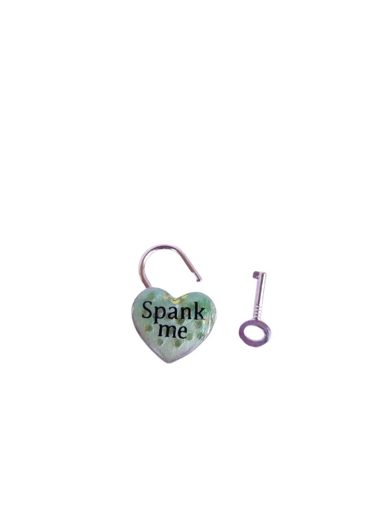 Spank Me Heart Pad Lock, Aluminum Heart Lock, Collar Closure Lock