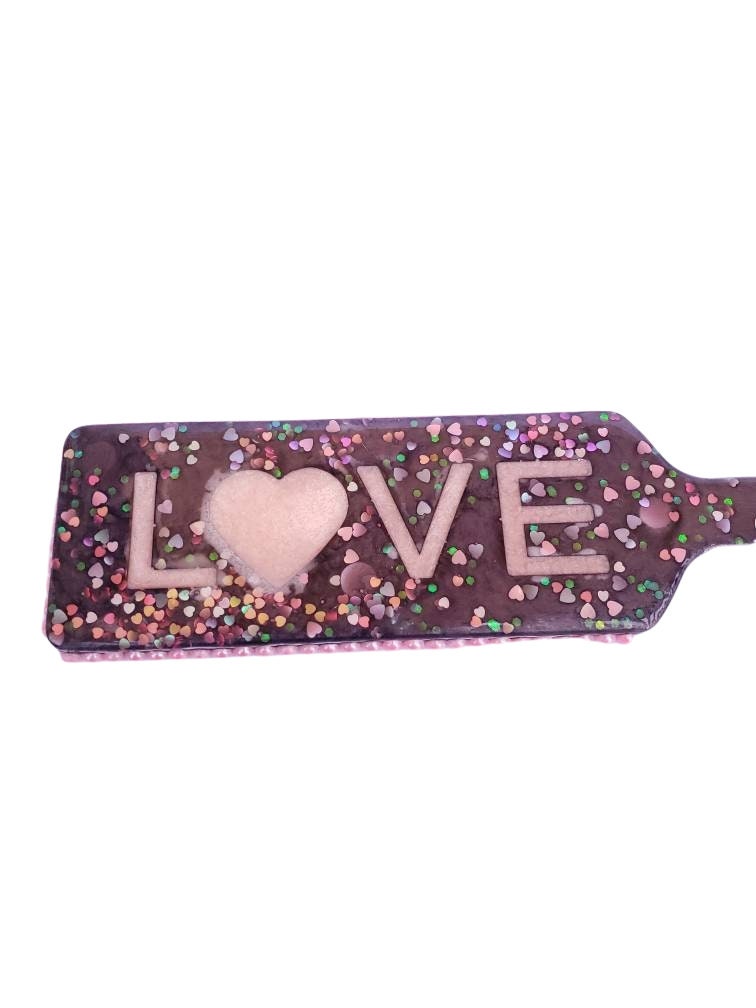 Roses and Love Resin Spanking Paddle, BDSM Epoxy Resin Paddle | Vixen's Hidden Desires