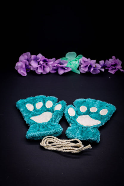 Cosplay Ears and Paws Set - Teal Pet Play Set