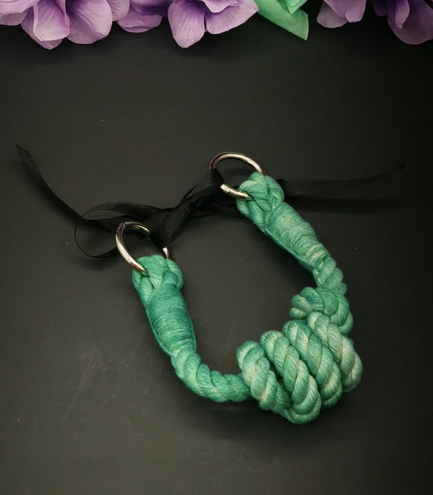 Emerald Large Rope Bit Gag, 100% Cotton Rope BDSM Gag
