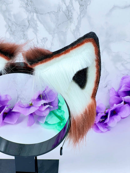 Pet Play Animal Ears, Red Panda Cosplay,  Bendable Ears, Faux Fur Animal Ears