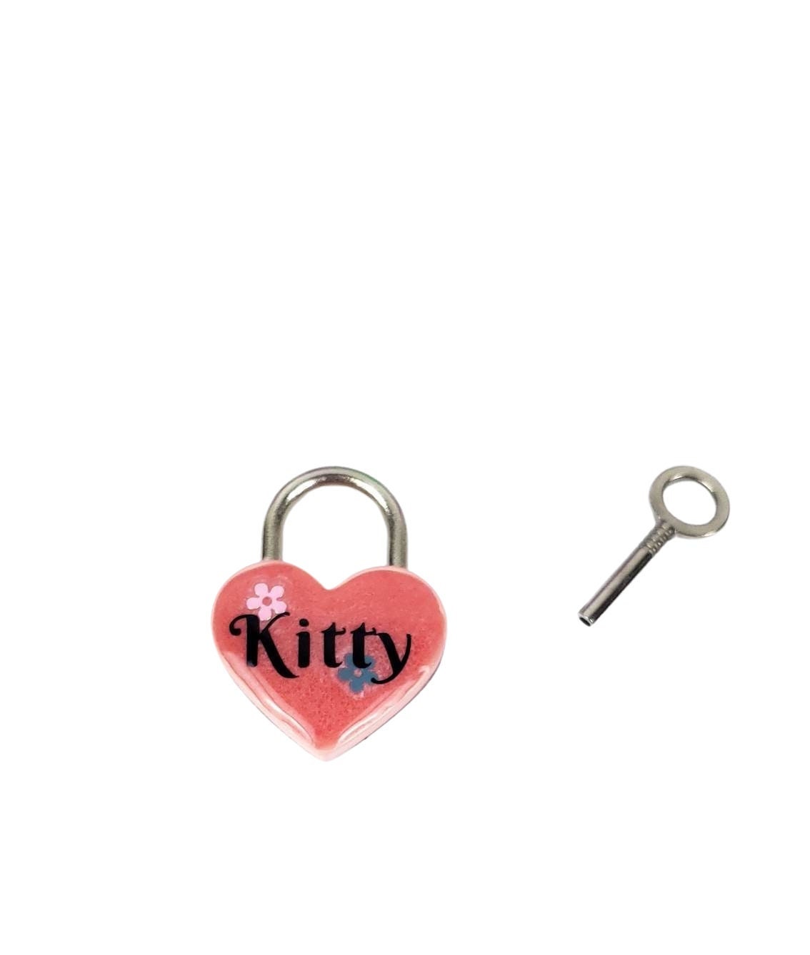 Kitty Heart Pad Lock, Resin Aluminum Heart Lock, Collar Closure Lock