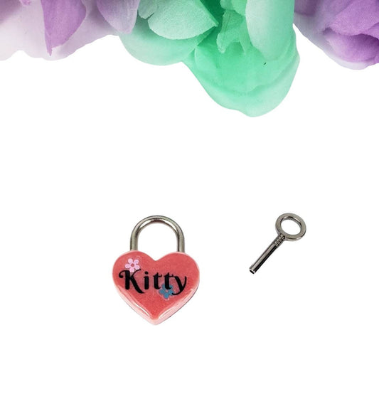 Kitty Heart Pad Lock, Resin Aluminum Heart Lock, Collar Closure Lock