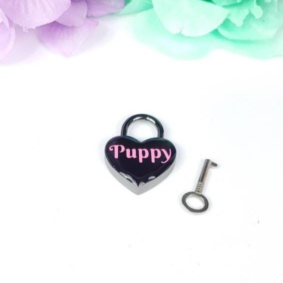 Puppy Heart Pad Lock, Aluminum Heart Lock, Collar Closure Lock