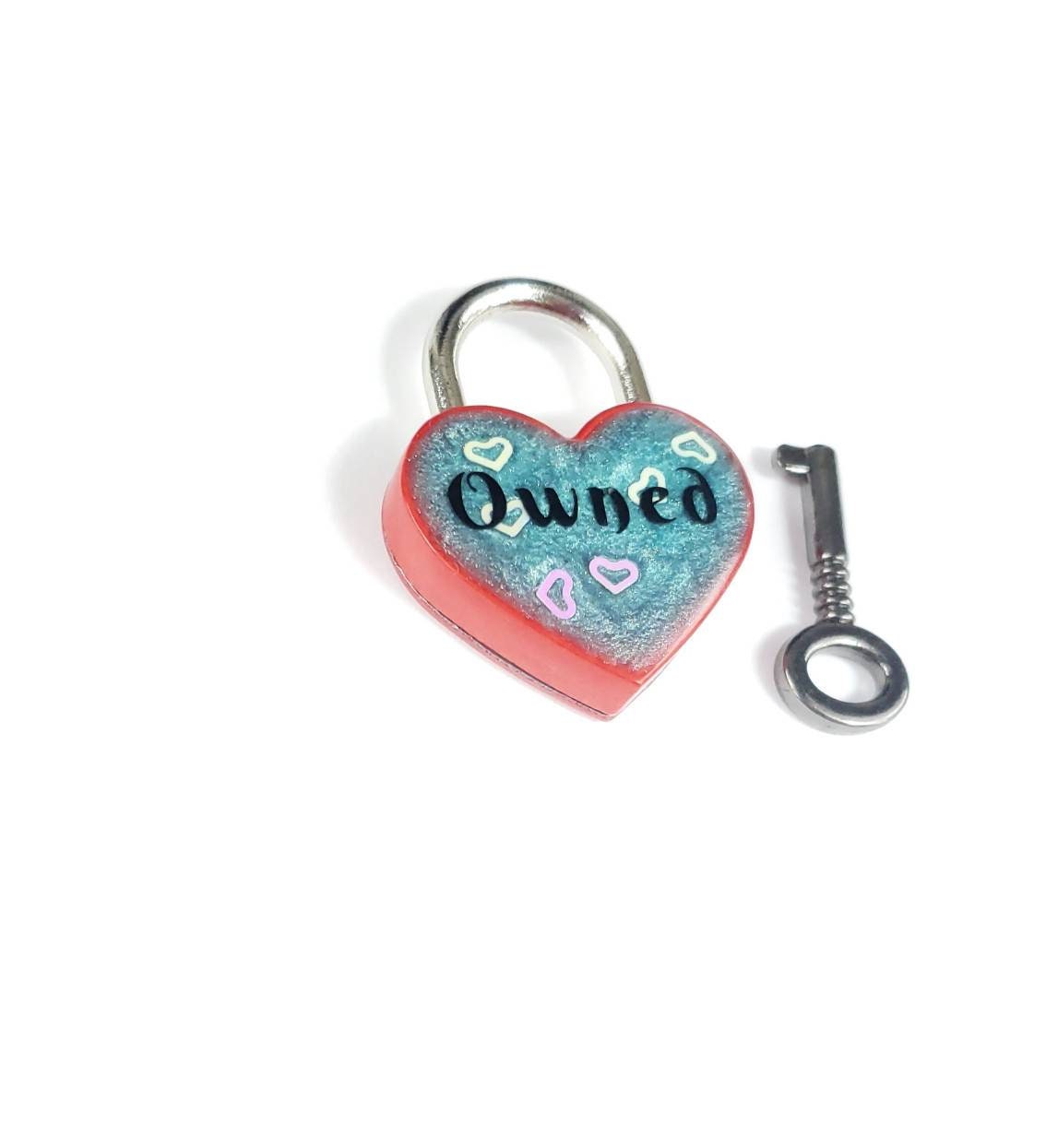 Owned Heart Pad Lock, Resin Aluminum Heart Lock, Collar Closure Lock, BDSM Lock, DDLG Lock