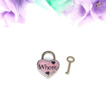 Whore Heart Pad Lock, Aluminum Heart Lock, Collar Closure Lock