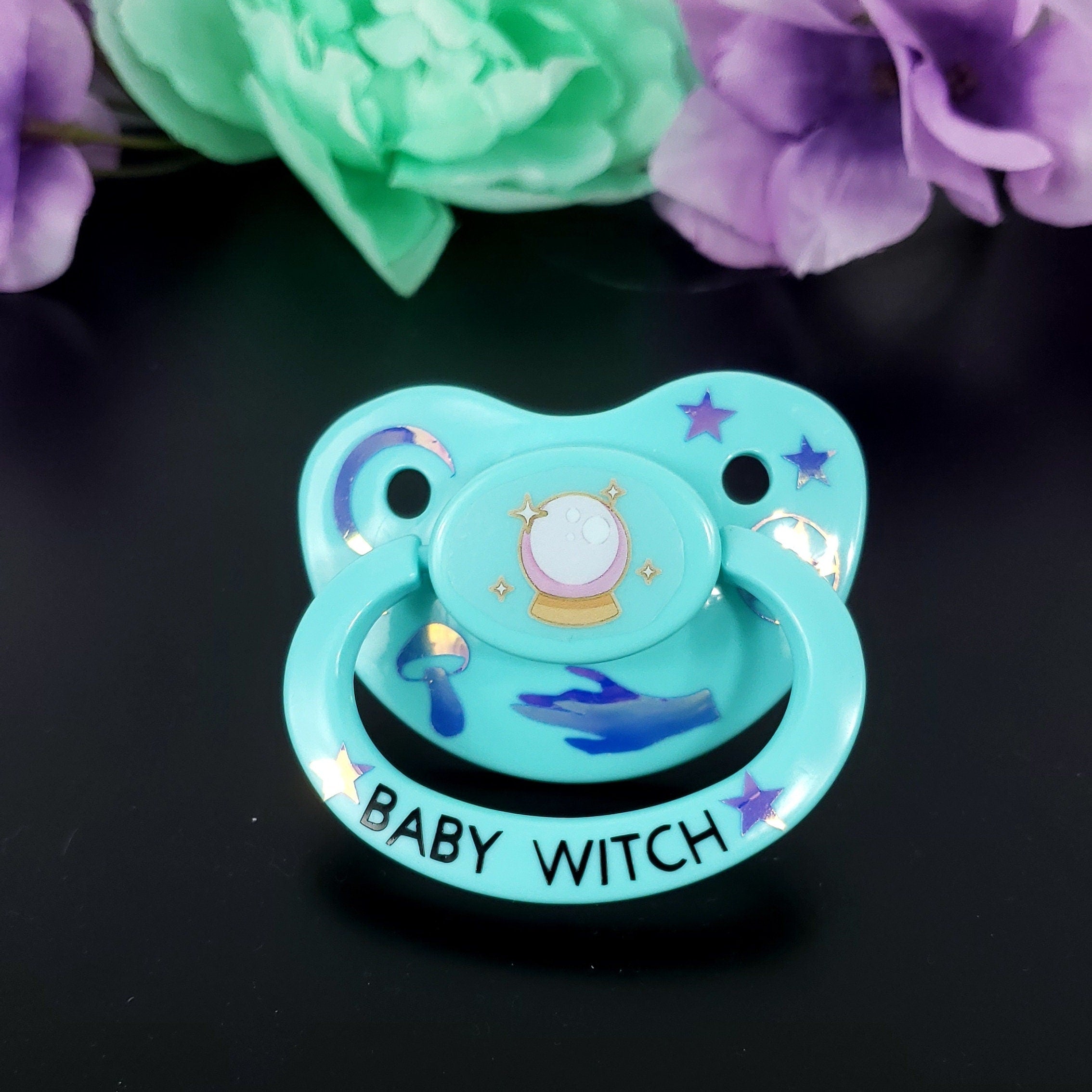 Turquoise Pacifier Baby Witch Adult Pacifier