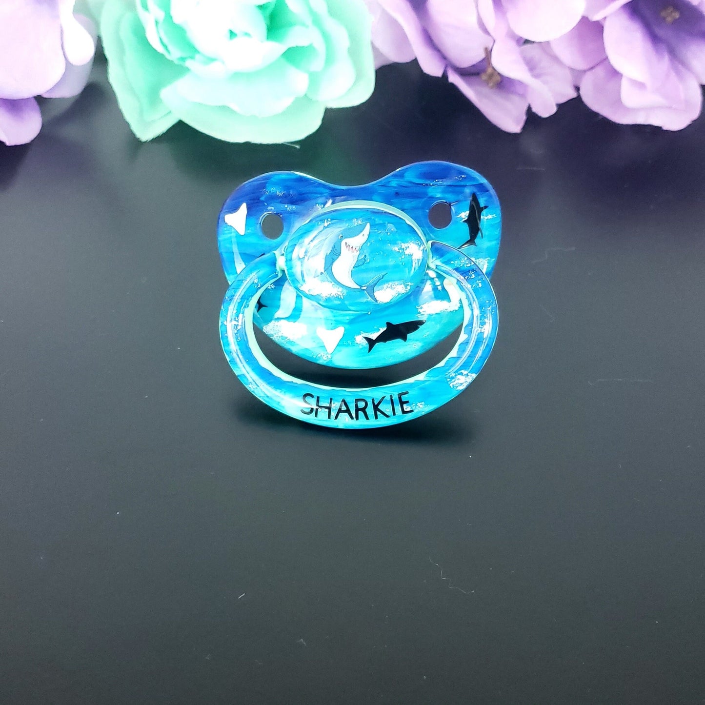 Hand Painted Shark Adult Pacifier