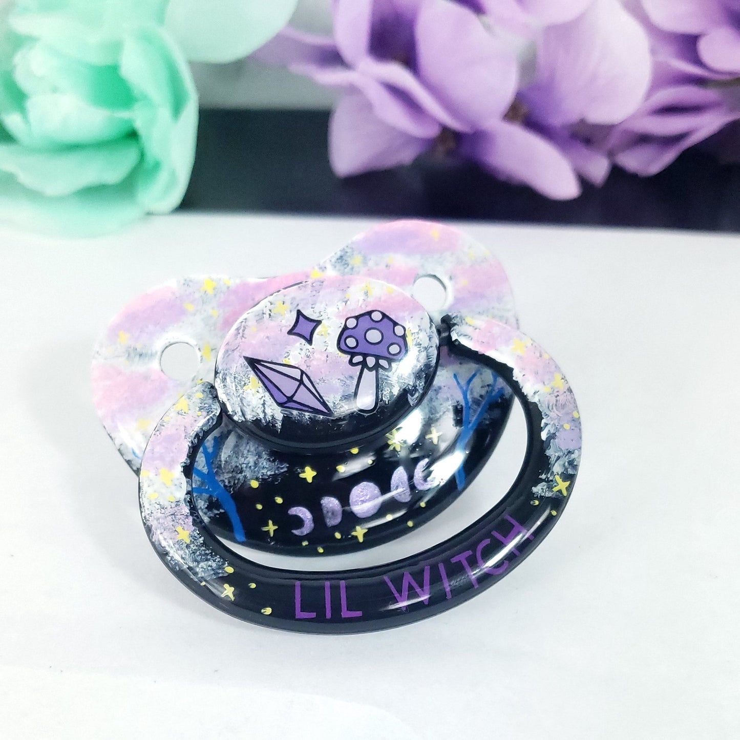 Hand Painted Adult Pacifier - Celestial Witch