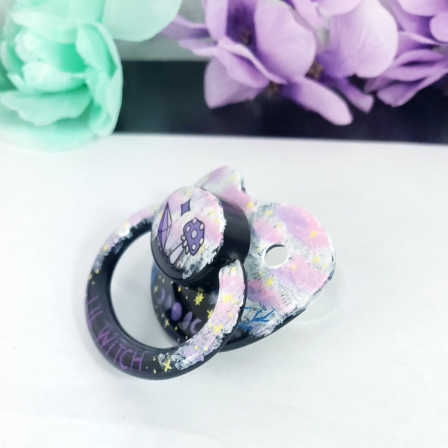 Hand Painted Adult Pacifier - Celestial Witch