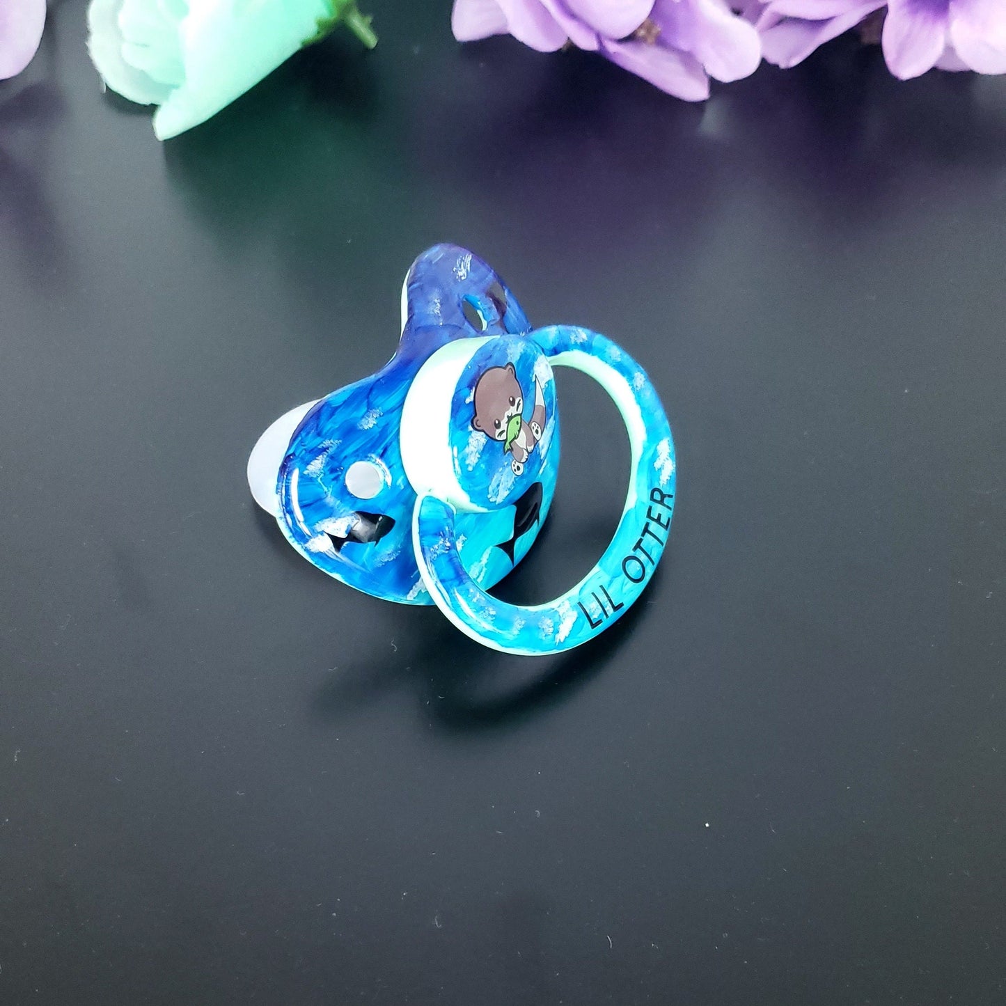 Hand painted Adult Pacifier - Otter