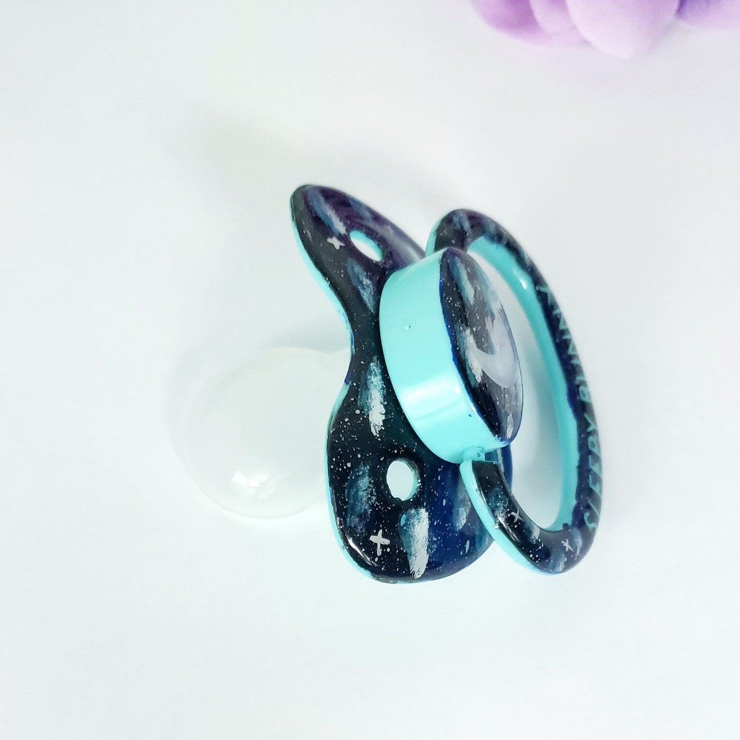 Hand Painted Adult Pacifier - Sleepy Bunny