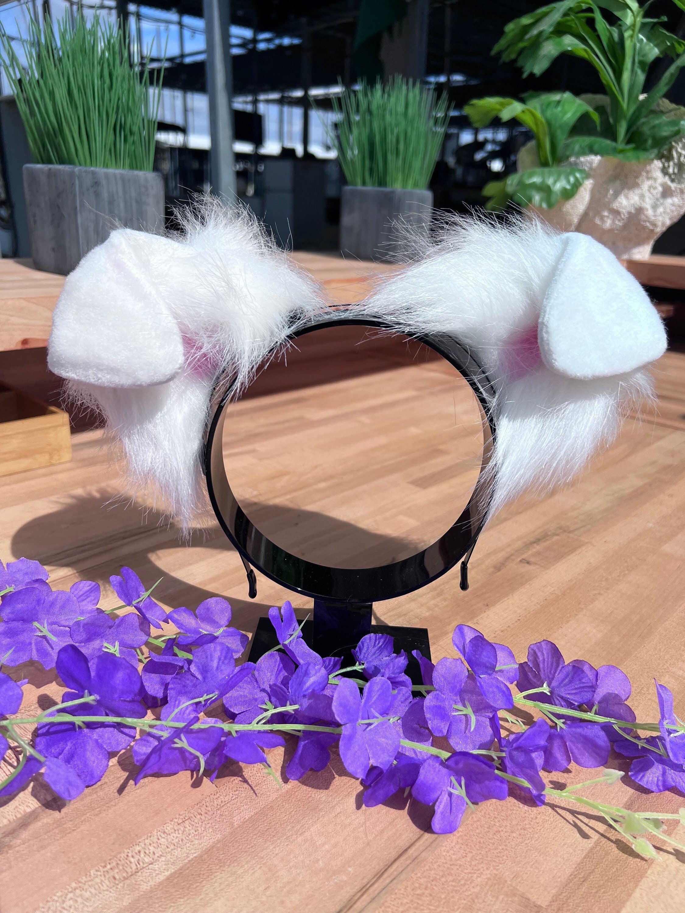 Cuteearss white deals rabbit ears petplay cosplay