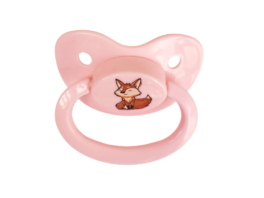 fox adult baby pacifier in pink