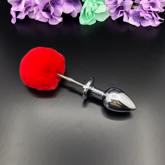 Red Springy Bunny Tail Plug