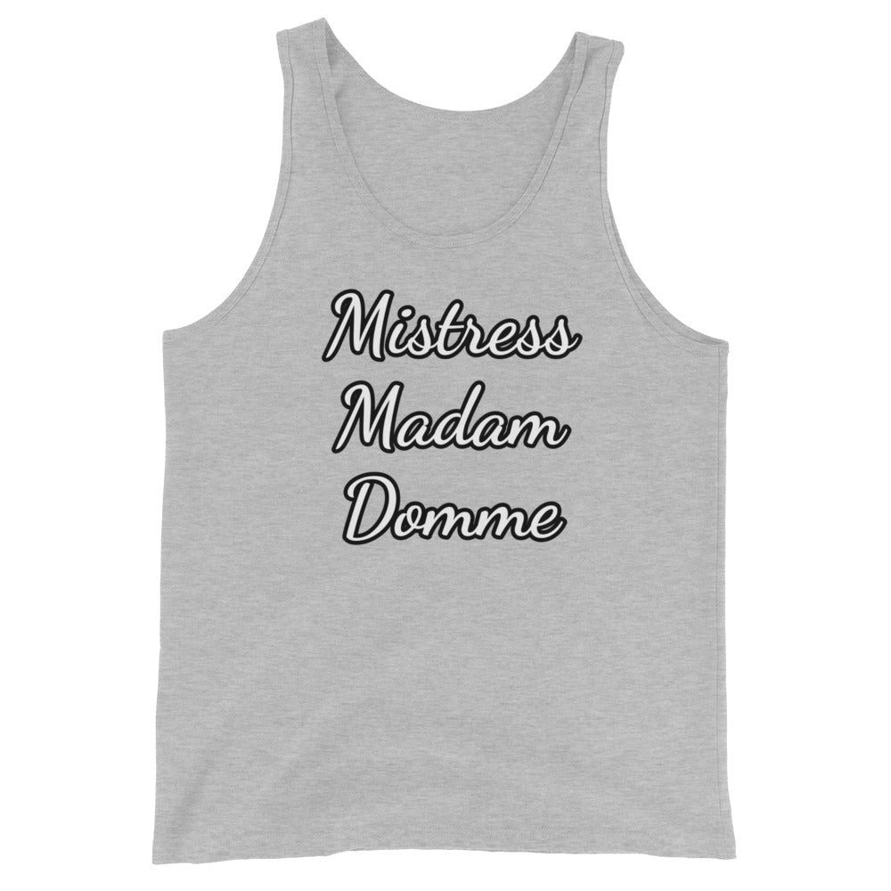 Mistress Madam, Domme Unisex Tank Top | Vixen's Hidden Desires