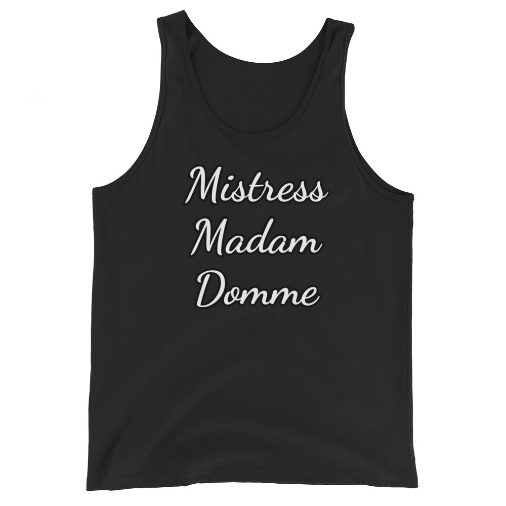 Mistress Madam, Domme Unisex Tank Top | Vixen's Hidden Desires