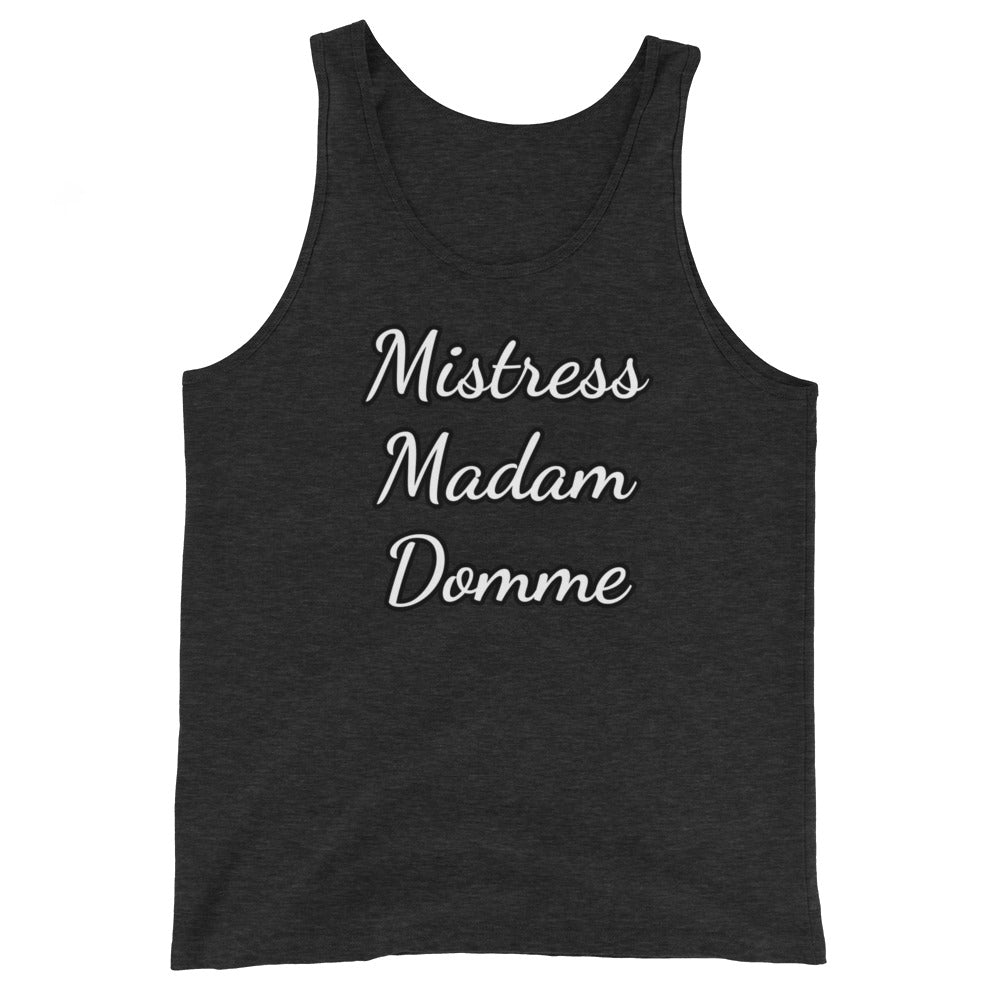 Mistress Madam, Domme Unisex Tank Top | Vixen's Hidden Desires