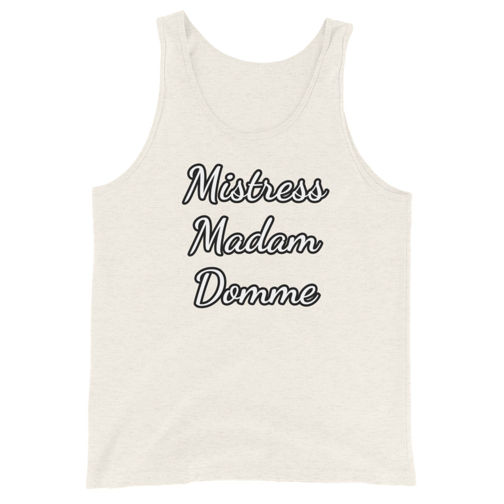 Mistress Madam, Domme Unisex Tank Top | Vixen's Hidden Desires