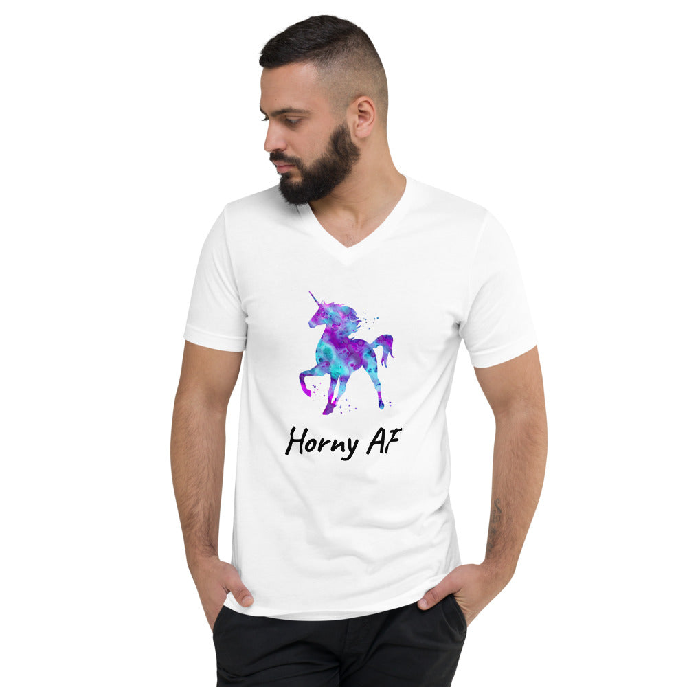 Horny AF Unisex Short Sleeve V-Neck T-Shirt | Vixen's Hidden Desires